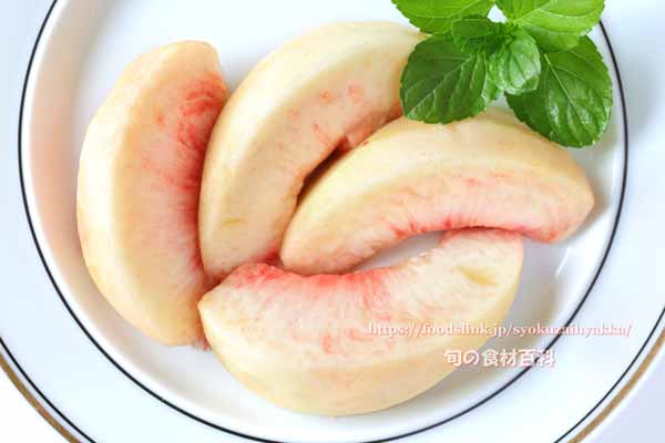 桃（もも）の栄養価と効能　イメージ：川中島白桃の果肉