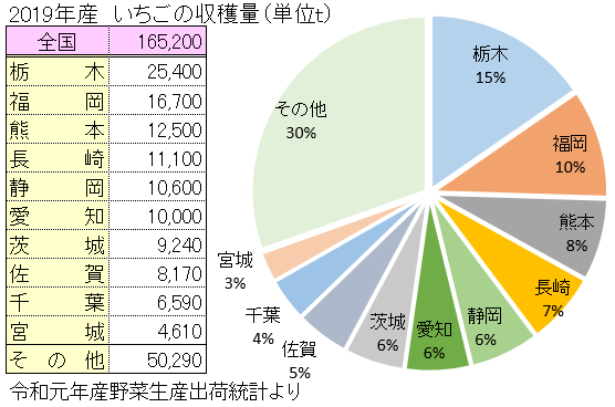 全国イチゴ収穫量ランキング