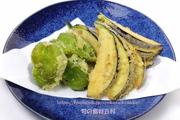小森茄子とぼたんこしょうの天ぷら 信州伝統野菜