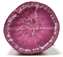 紫芋の断面から出るヤラピン